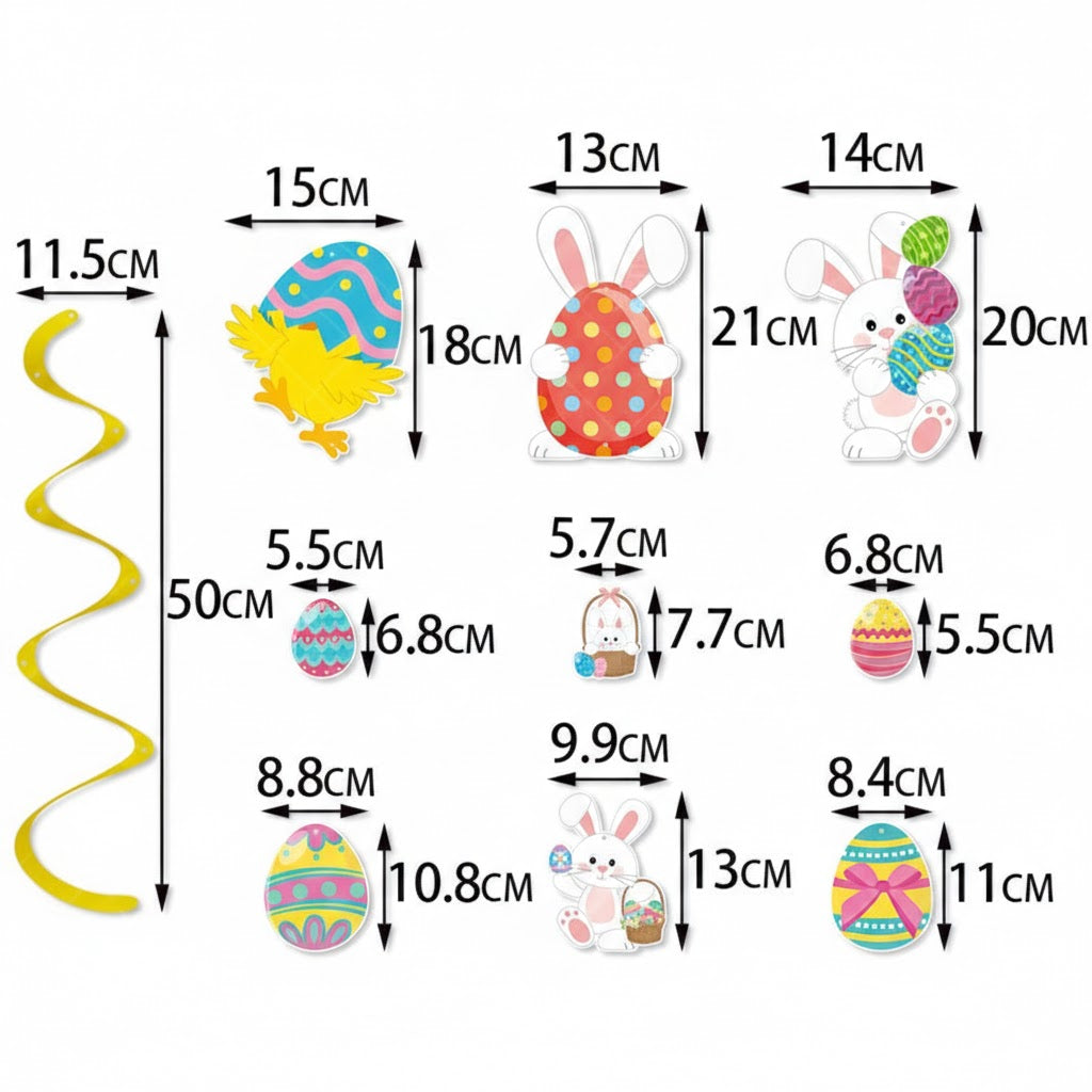 Easter Hanging Swirl Decorations - Vibrant Bunny & Colorful Egg Ceiling Streamers