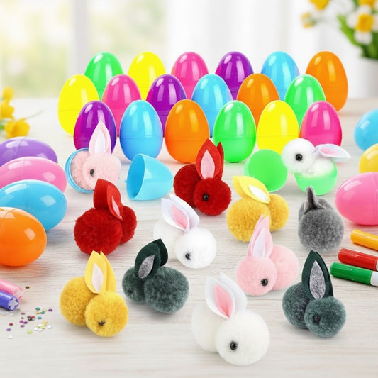 The Ultimate 24-Piece Easter Surprise Set: Hand-Painted DIY Eggs & Mini Plush Bunnies