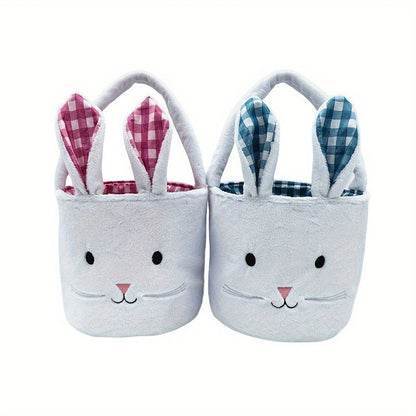Handmade Easter Rabbit Plush Pail: Reusable Fabric Treat Bag & Spring Home Decor
